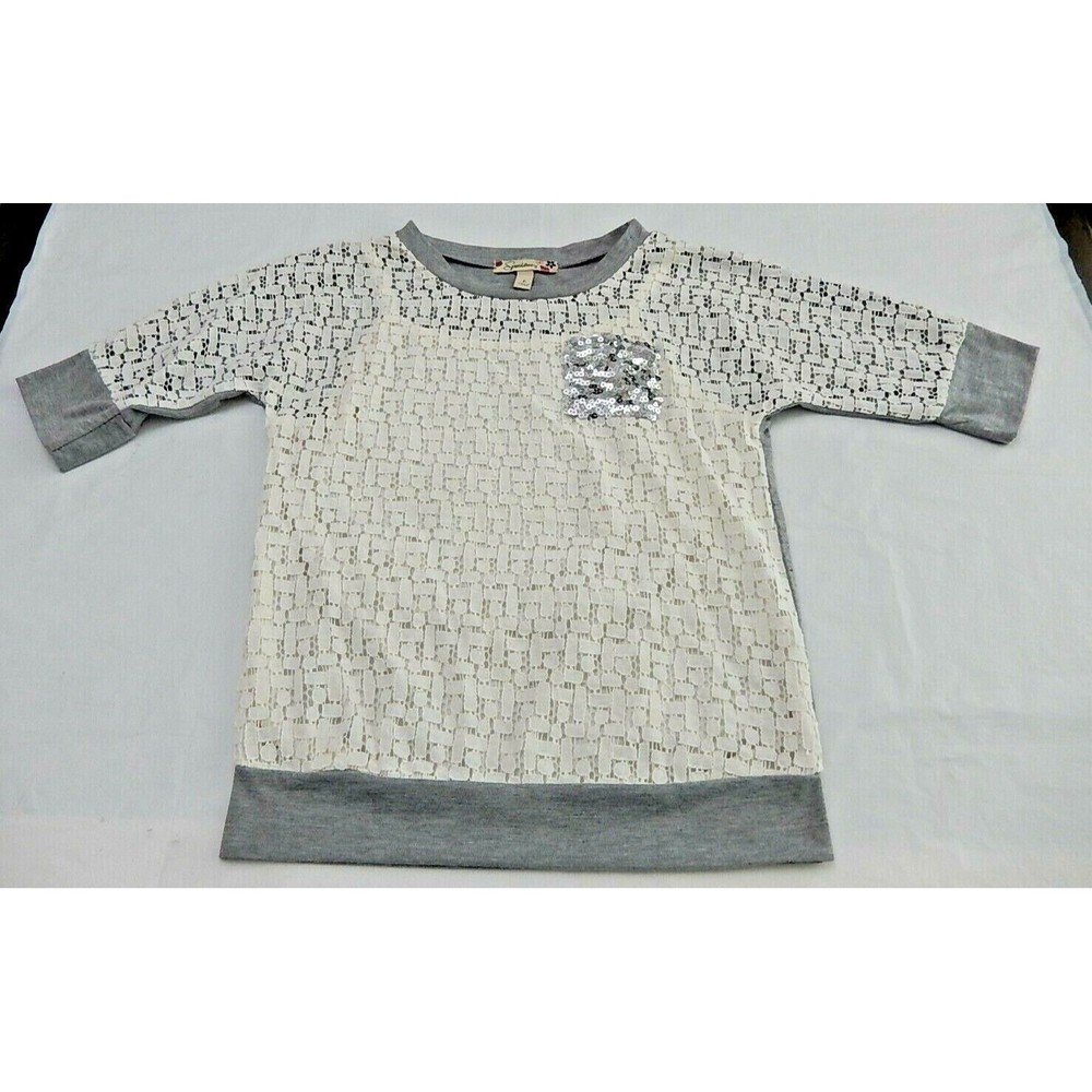 Speechless Girl's T-Shirt Top Sz L Tee 3/4 Sleeve Dolman Lace Stretch Sequin
